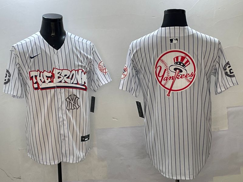 Men New York Yankees Blank White Stripe four generations Joint Name 2025 Nike MLB Jersey style 1